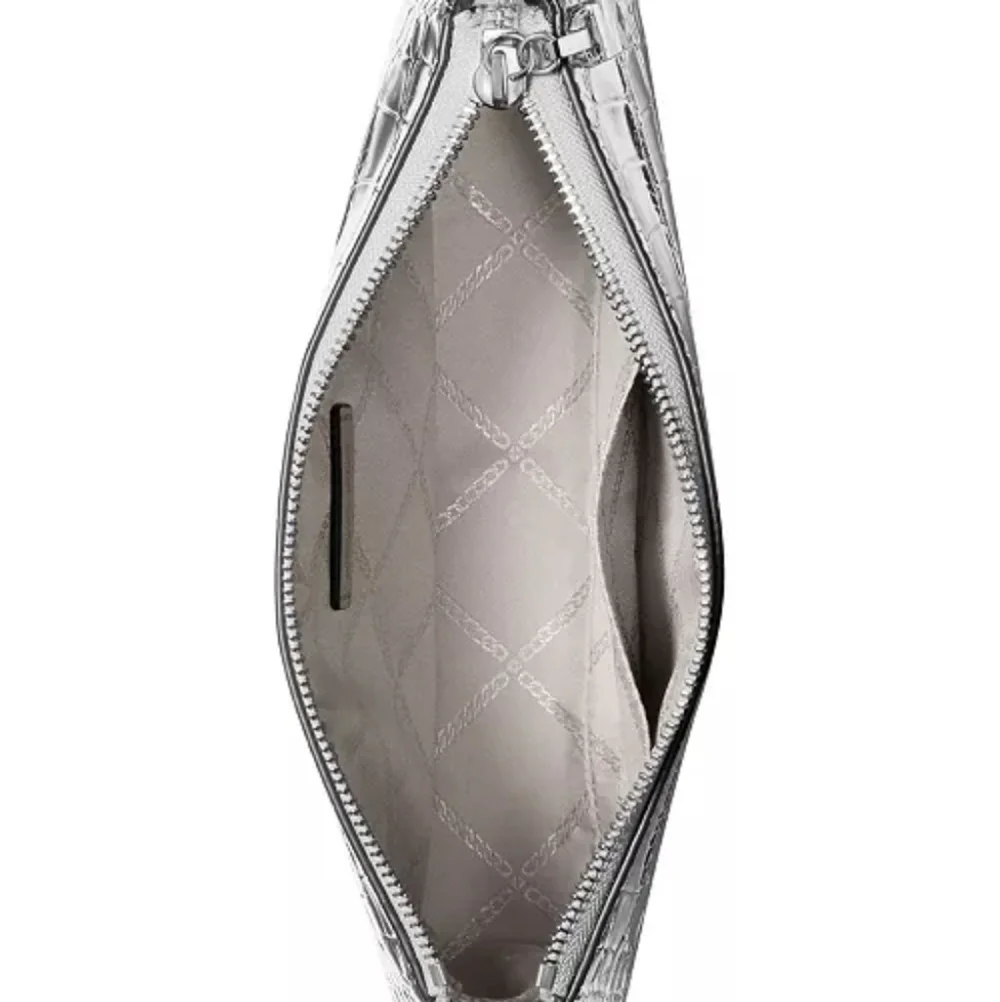 Michael Kors Cocktail Silver Metallic Leather Shoulder Pochette Bag